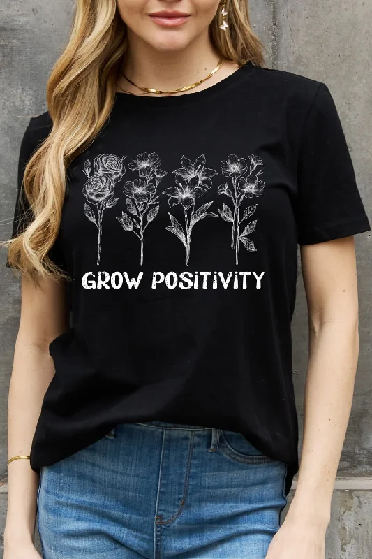 Comfort First Women's Wear Simply Love GROW POSITIVITY Graphic Cotton Tee