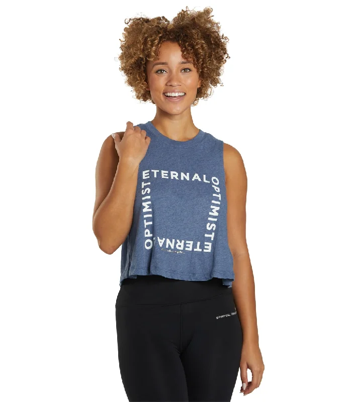 Exclusive Women's Fashion Collection Spiritual Gangster Eternal Optimist Crop Tank H Dusty Denim