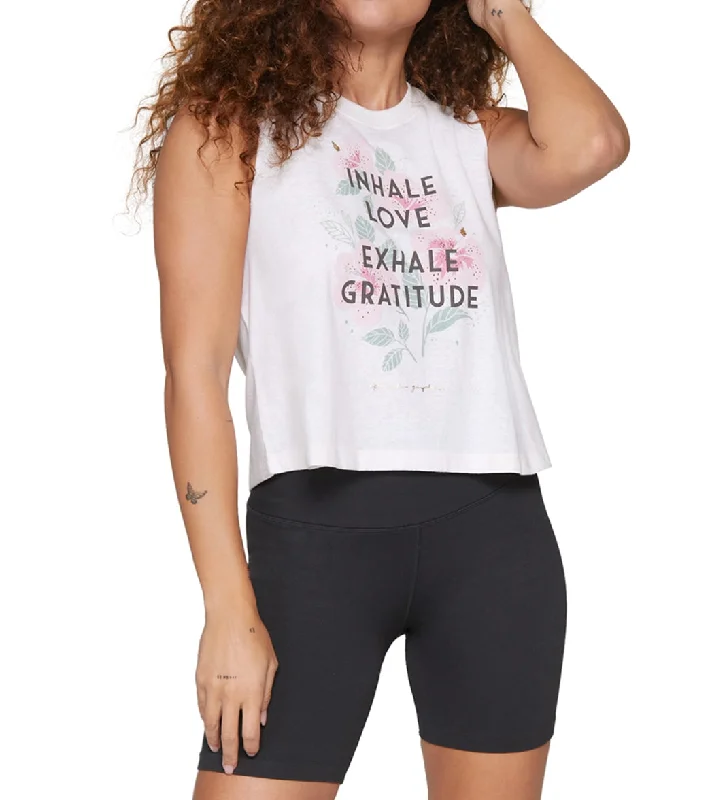 Trendy Women's Apparel for All Seasons Spiritual Gangster Inhale Crop Tank Stone