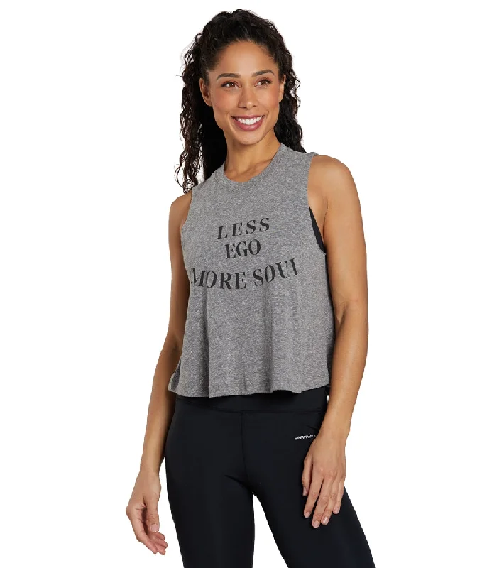 Signature Style Essentials Spiritual Gangster More Soul Crop Tank Heather Grey