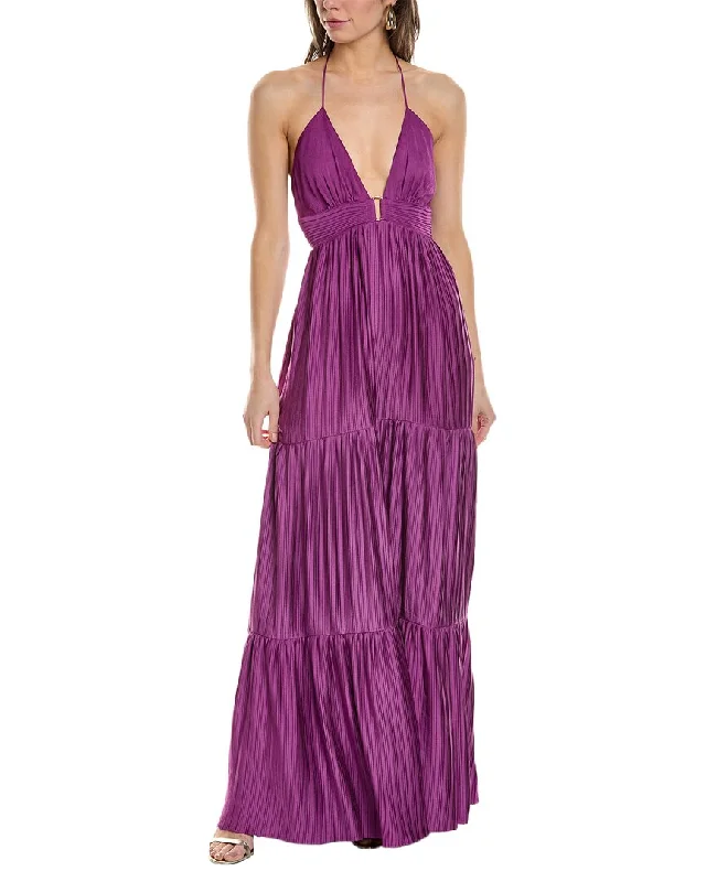 City Fashion ba&sh Pleated Maxi Dress