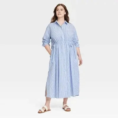 Women's Clothes New - Universal Thread Women's Cinch Waist Midi Shirt Dress Cinched Waist