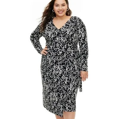 Online Impressions Boutique New - Diane von Furstenberg Women's Midi Wrap Dress Deep V-Neck Long Sleeve