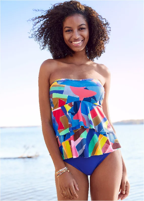 Seasonal Sale Ruffle Bandeau Tankini Top - Living Art