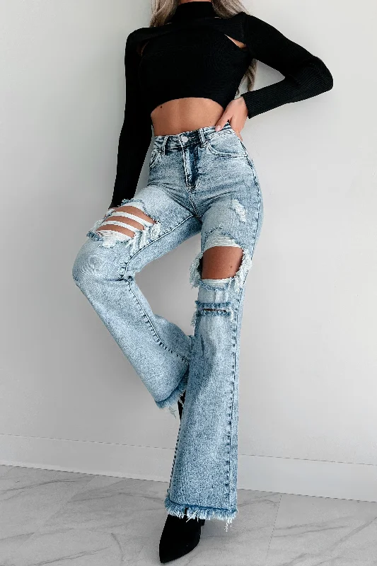 Top Deals Evangeline High Rise Distressed Risen Flare Jeans (Medium Acid)