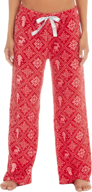 Trend Alert Slumber Party Snowflake Womens Lounge Pants - Red