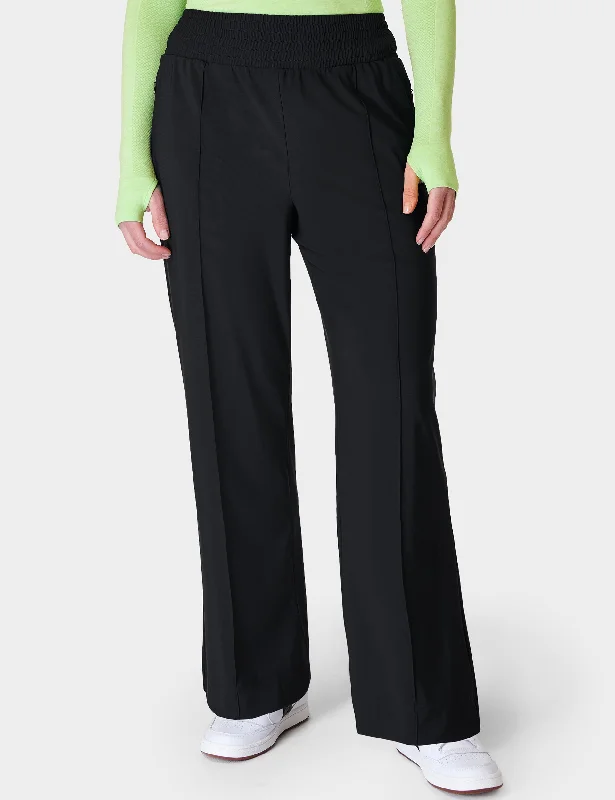 Elegant Fashion Explorer Wide Leg Track Trousers - Black