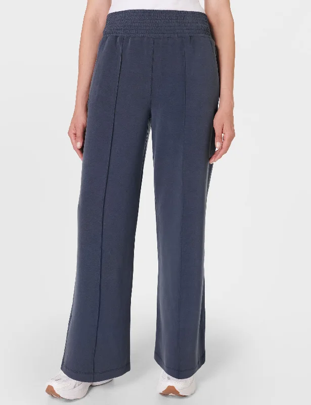 Women Fashion Sand Wash Cloud Weight Track Trousers - Navy Blue